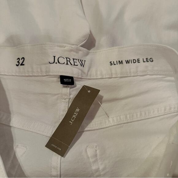 J. Crew Slim Wide-Leg High Rise Raw Hem Jeans in White Wash‎ Sz 32 NEW - Picture 8 of 15